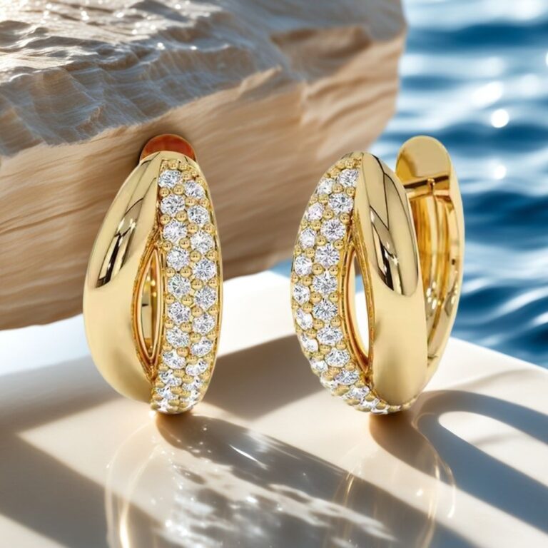 diamond huggie hoop earrings