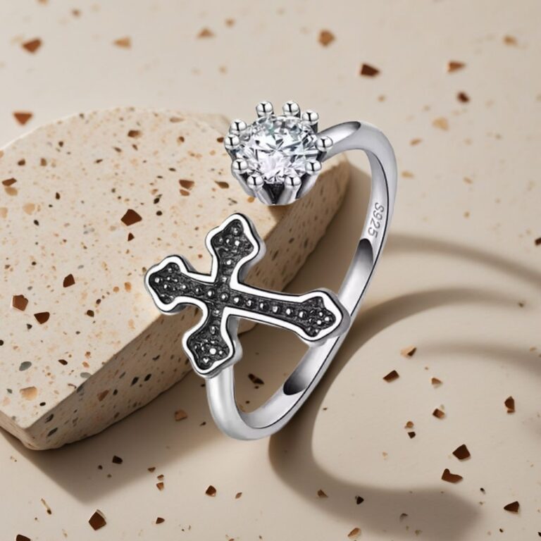silver cross ring