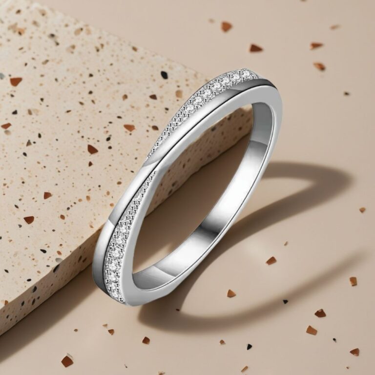 silver diamond ring