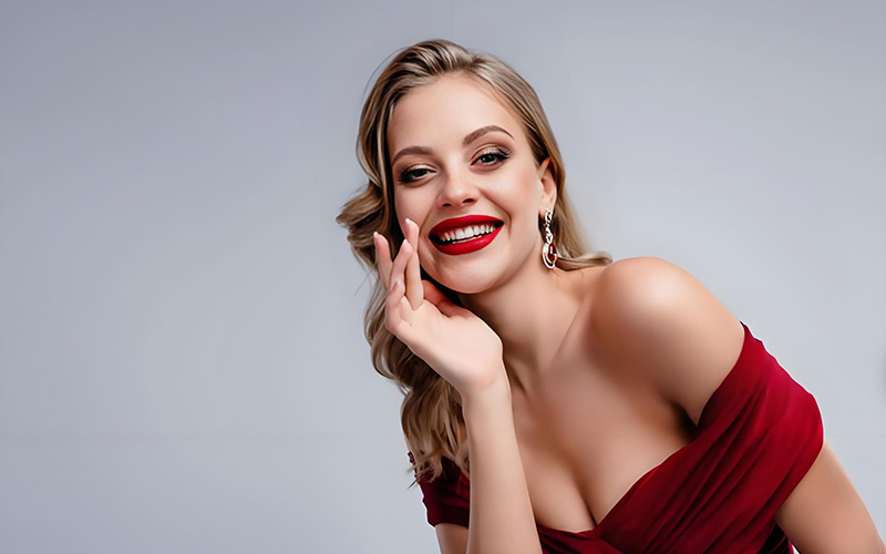 Blonde beauty wearing jewelry